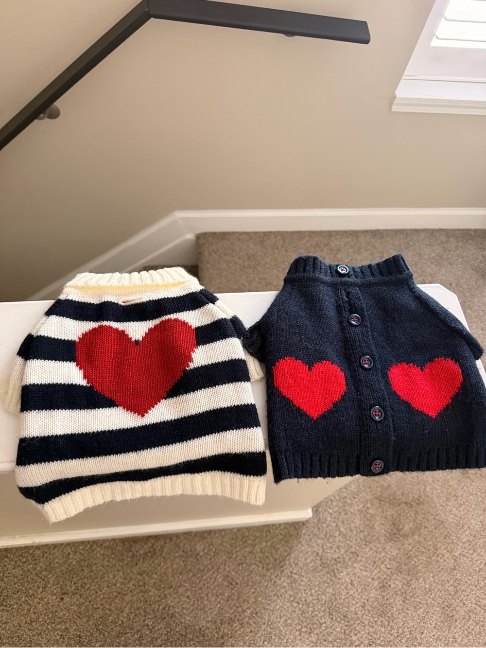 Mark & Graham Navy Dog Sweater with Red Heart